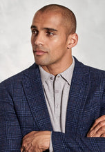 Load image into Gallery viewer, BROOK TAVERNER &lt;BR&gt;
Tailored Fit Stevens Textured Wool Blend Jacket &lt;BR&gt;
Blue Check  &lt;BR&gt;
